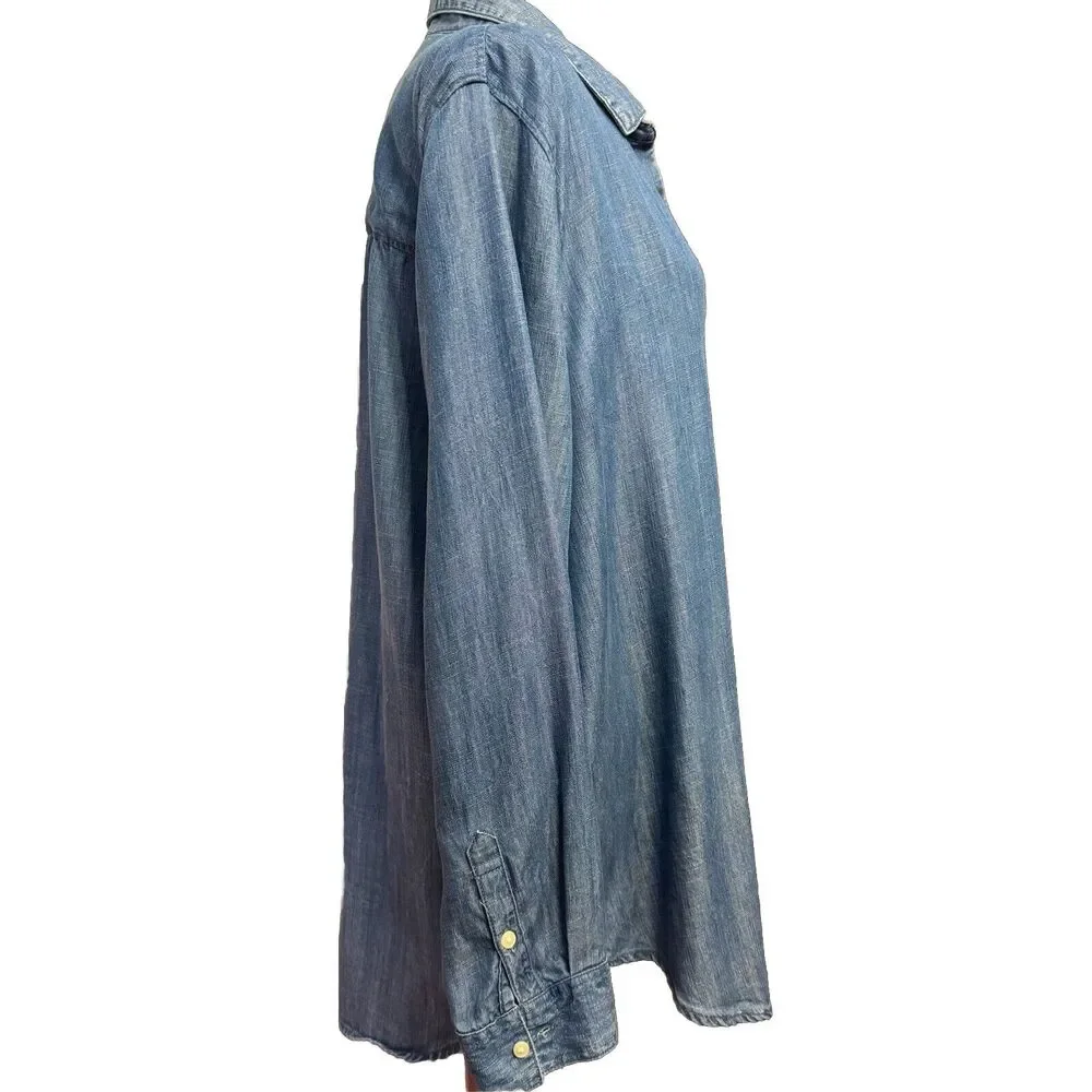 COPY - Banana Republic Shirt XL Womens Boyfriend Fit Casual Beachy Coastal Lage… - Picture 2 of 6